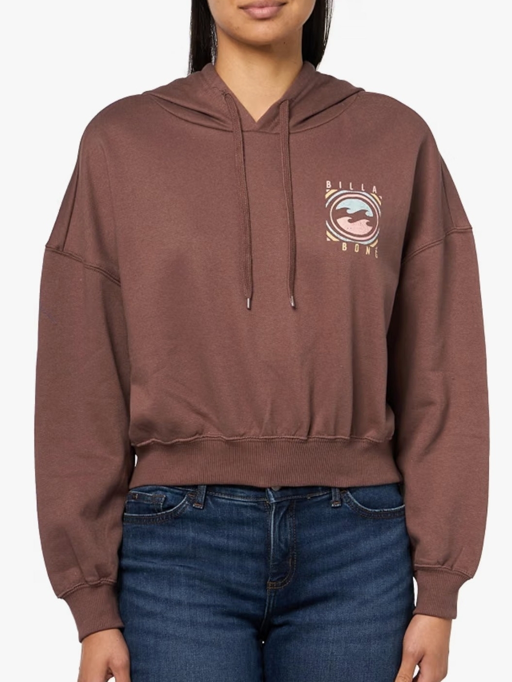 Billabong Brown Cropped Hoodie Sweatshirt